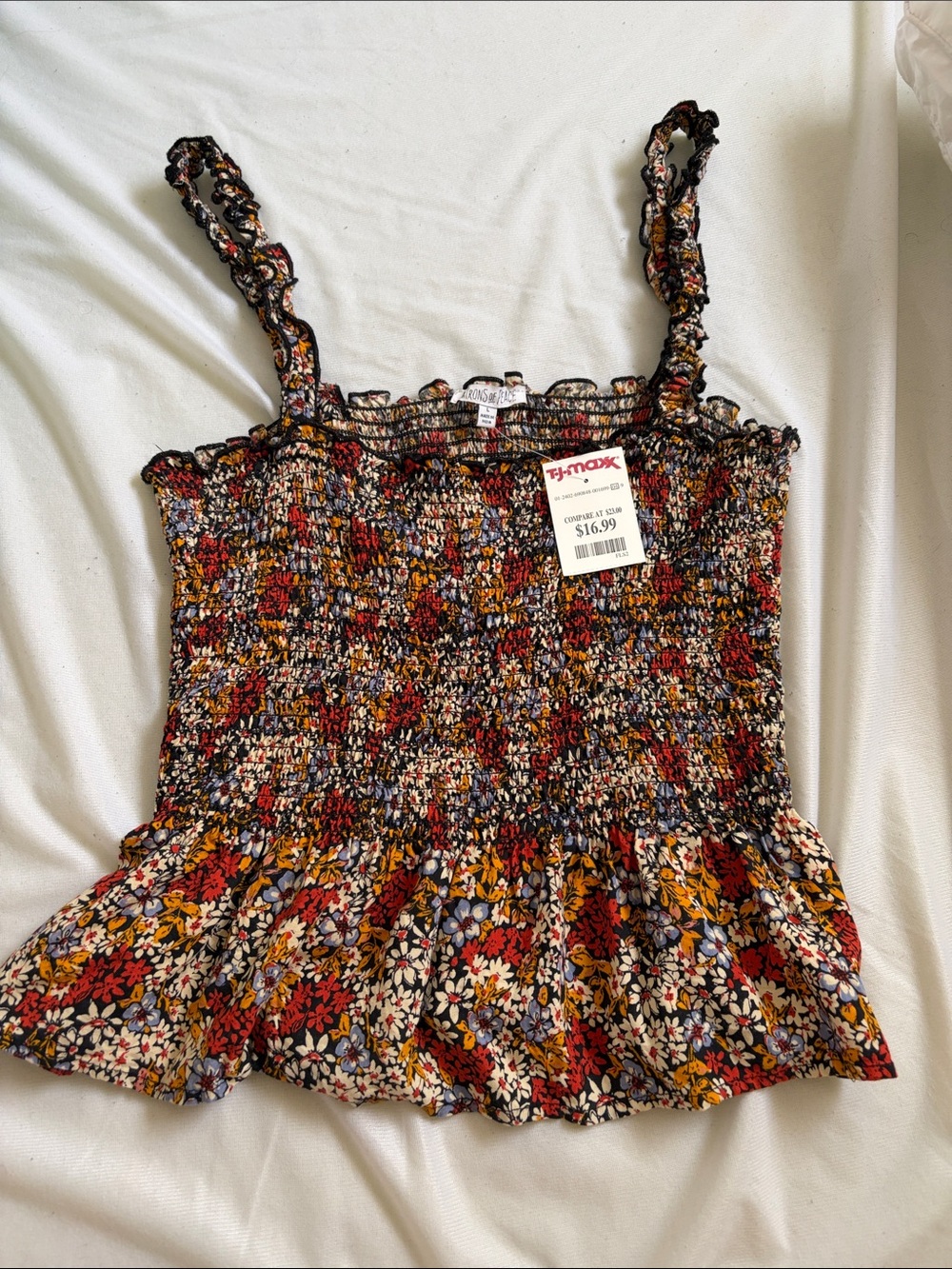 Floral Smocked Tank Top - Multicolor